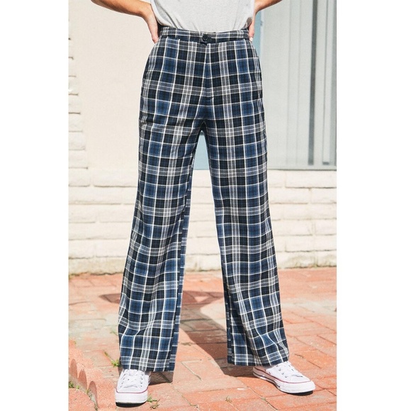 Brandy Melville Pants - john galt blue plaid valentina pants